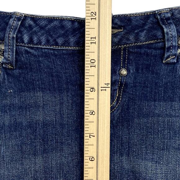 Sandia Jeans Mini Skirt Juniors 7 Blue Denim Stretch Embroidered Back Pockets - Picture 13 of 14